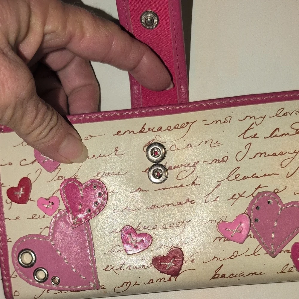 Fossil Pink and Cream Heart Wallet